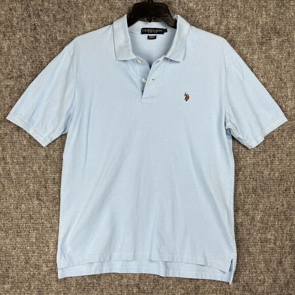 U.S. POLO Assn Shirt Mens Large Blue Pony Embroidered Rugby Business Casual - Picture 1 of 9